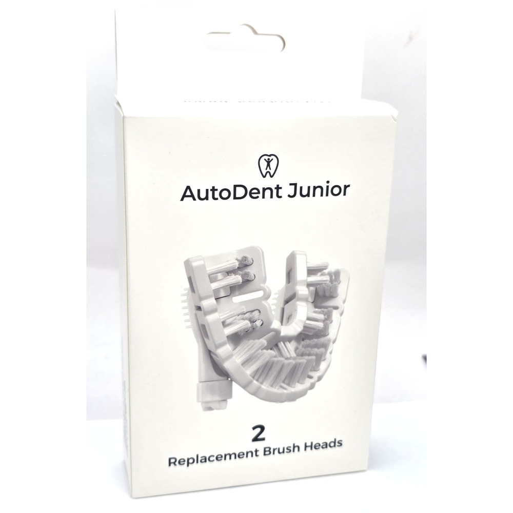 AutoDent Junior - Replacement Brush Heads 2-Pack (Brush Heads Only) White Black
